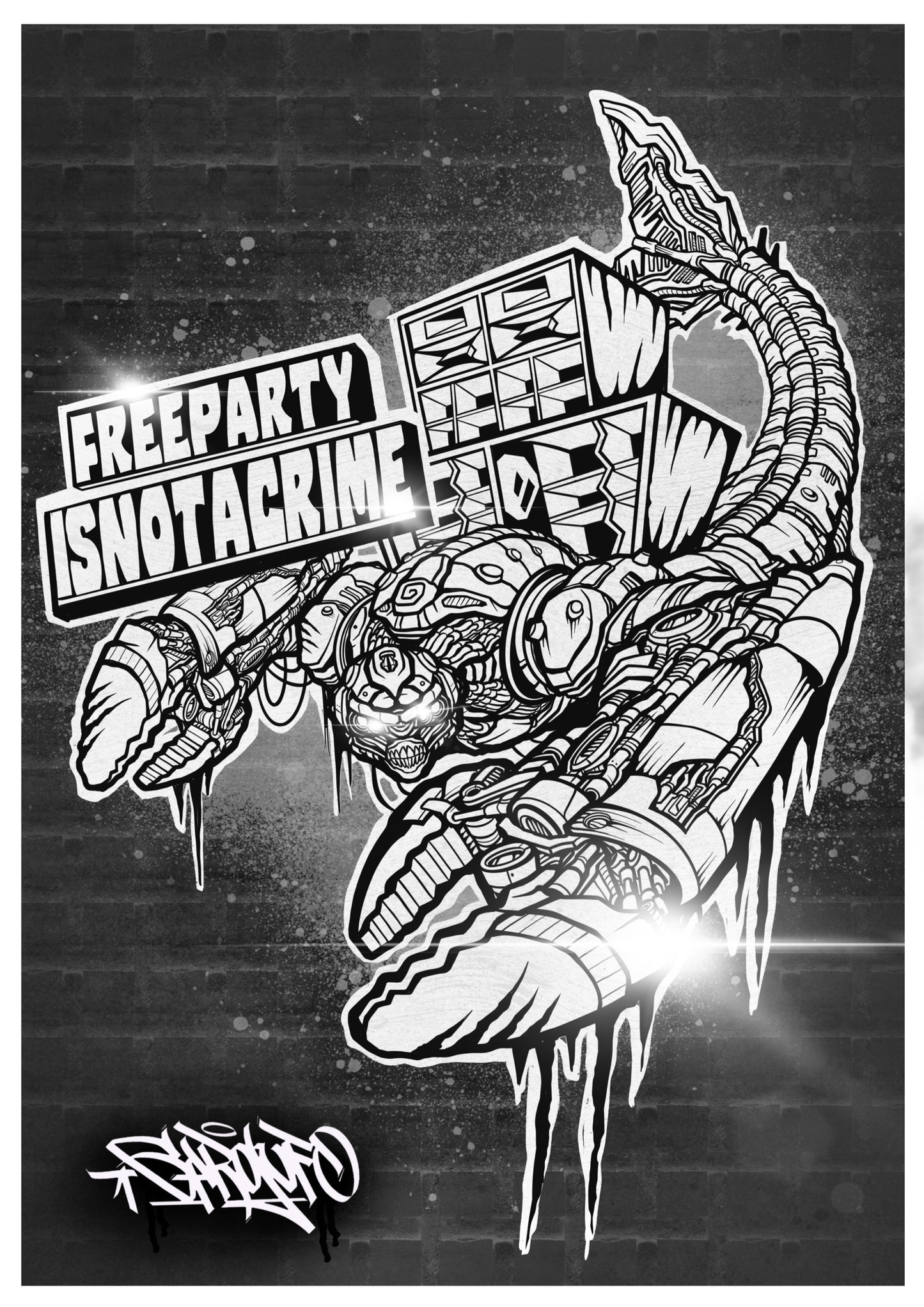 FREE PARTY IS NOT A CRIME LOBSTER PRINT DINA3 250gr